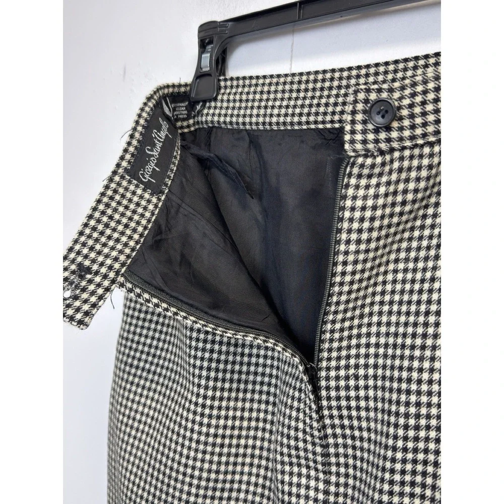 GIORGIO‎ SANT'ANGELO Women's 6 Wool Checkered Skirt Suit Black/cream Gingham